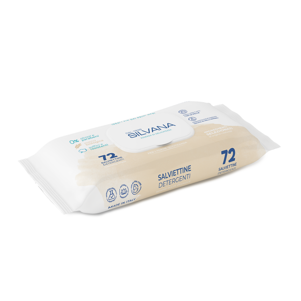 SILVANA - Salviettine Detergenti 72 Pezzi con Clip