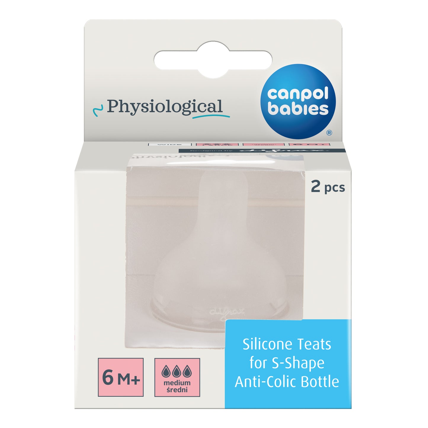 CANPOL BABIES - Silicone Teat for S-Shape Bottles 2 pcs