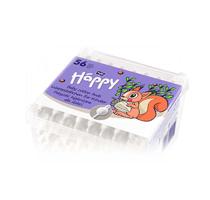 HAPPY - 56 Biodegradable Baby Cotton Swabs